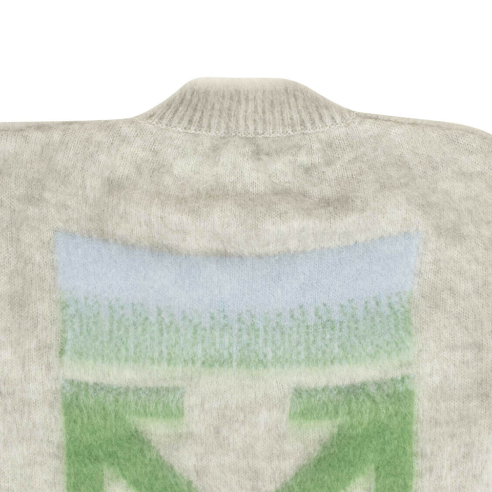 Gray Diag Brushed Mohair Sweater