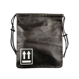 Black Leather Drawstring Bag