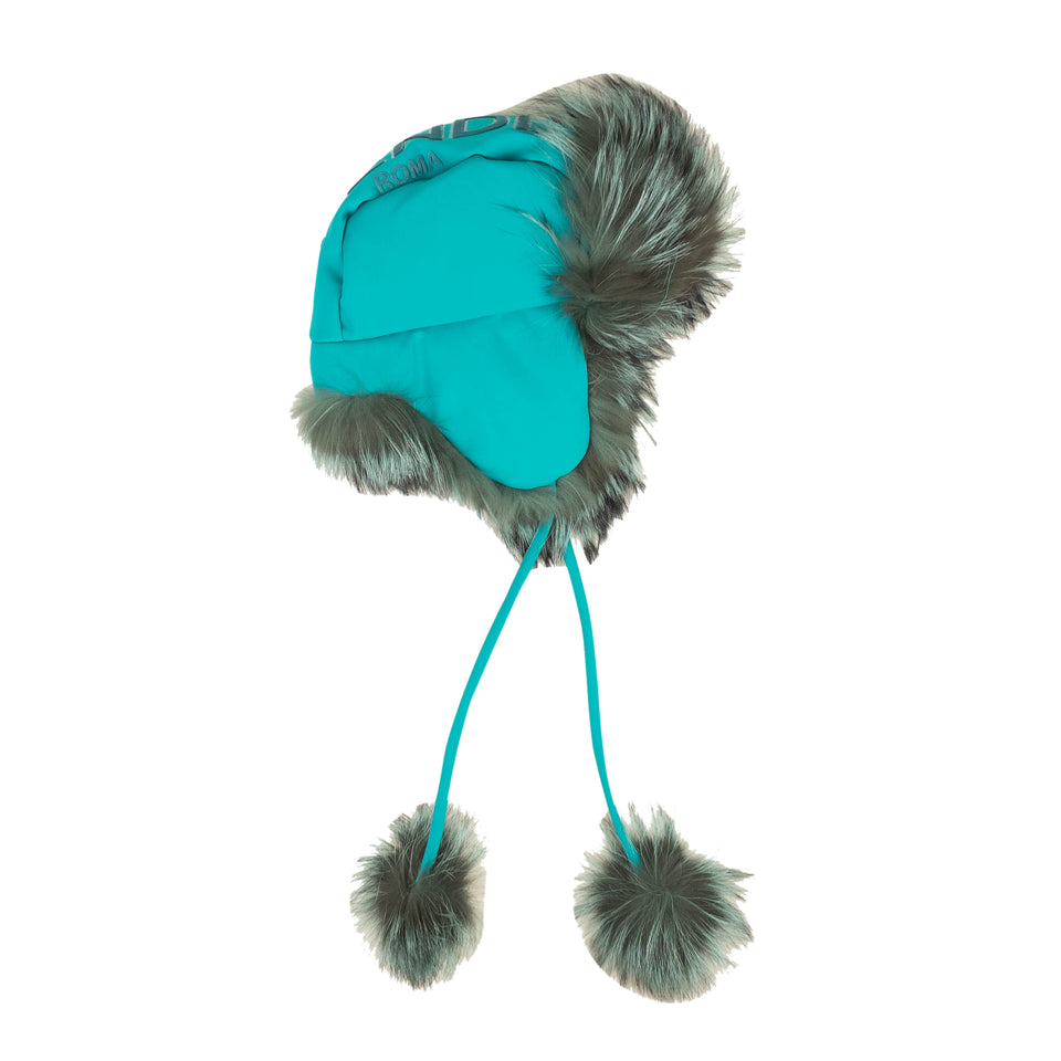 Blue Aviator Winter Fox Fur Hat