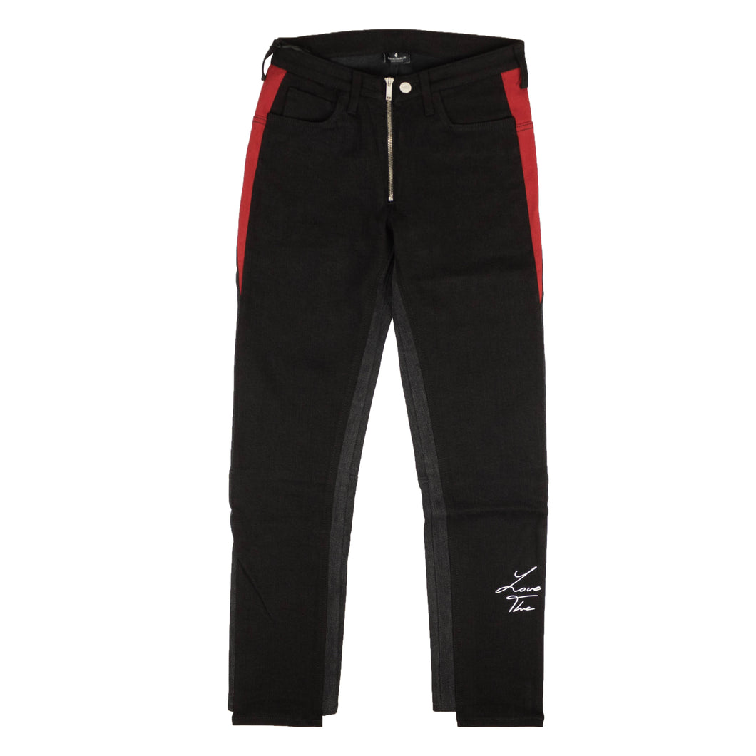 Black, Red White Graphic Jeans