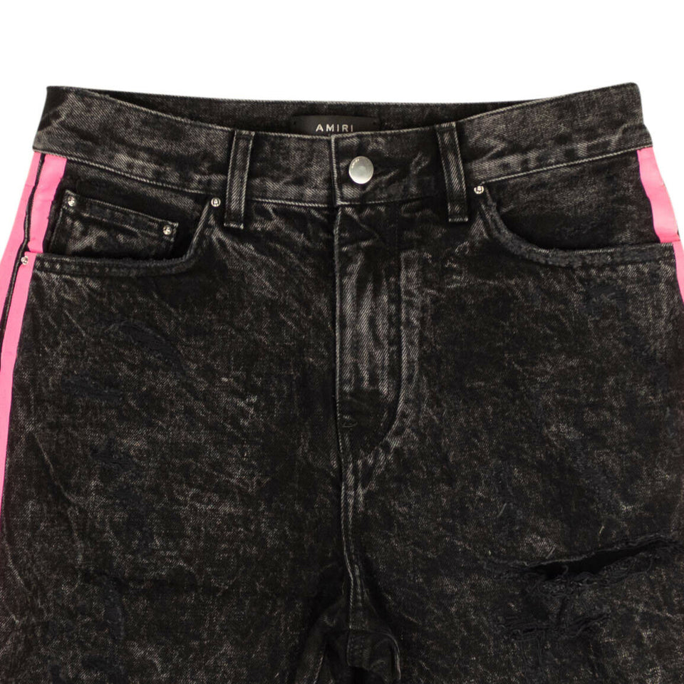 Black Denim Neon Pink Thrasher Shorts