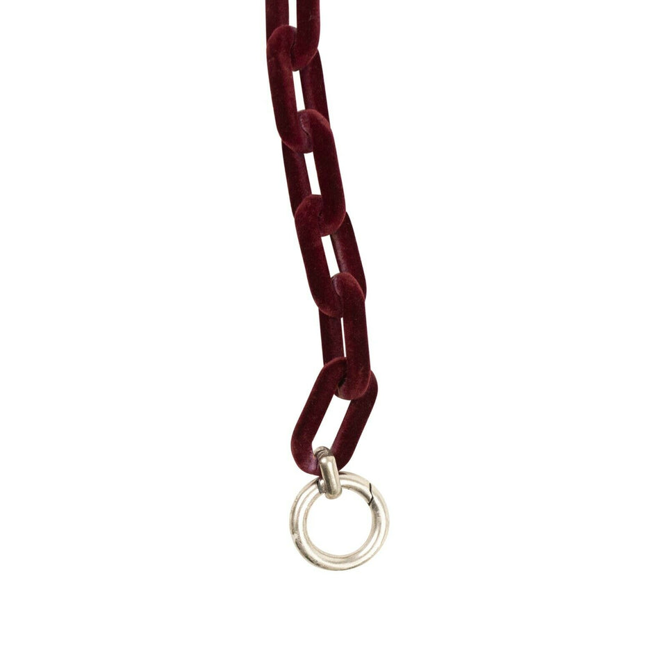 Burgundy Velvet Chain Link Necklace