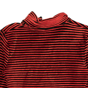 Red And Black Striped Velvet Top