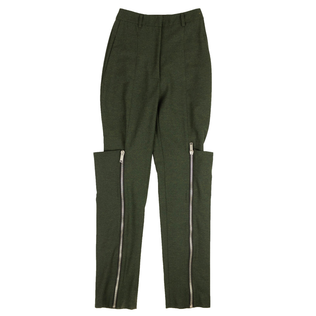 Green Zipper Detail Dress Pants