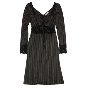 Black Pinstripe Lace Dress