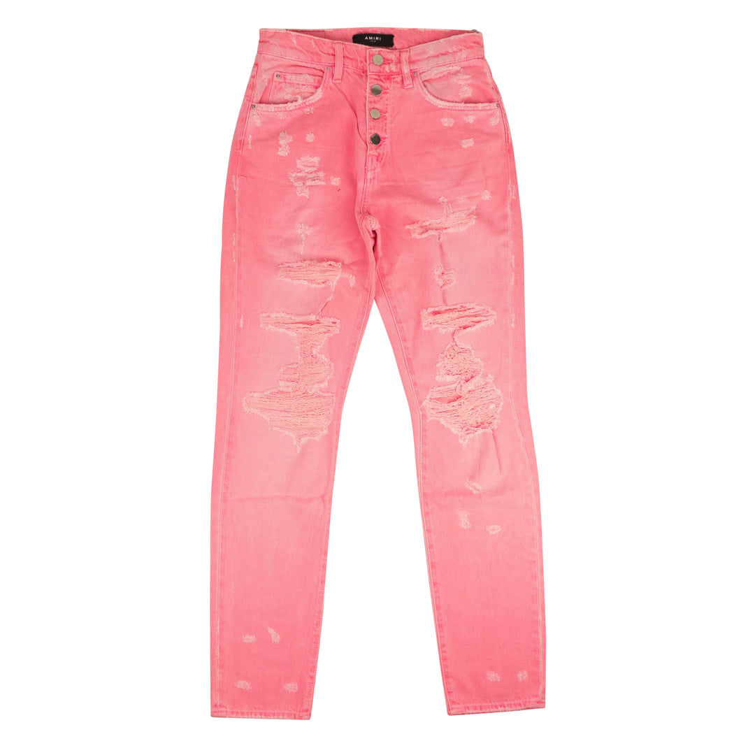 Neon Pink Slouch Destroyed Jeans