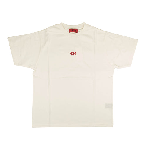 White Logo Cotton Short Sleeve T-Shirt