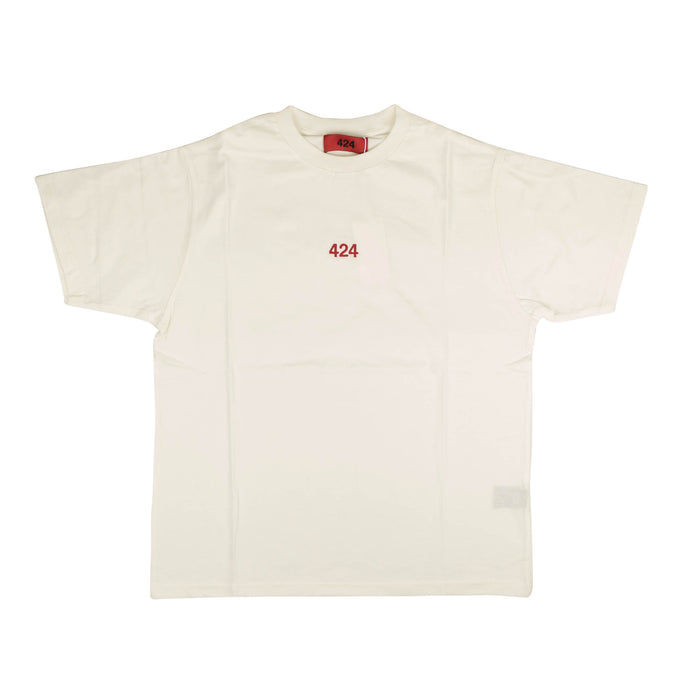 White Logo Cotton Short Sleeve T-Shirt