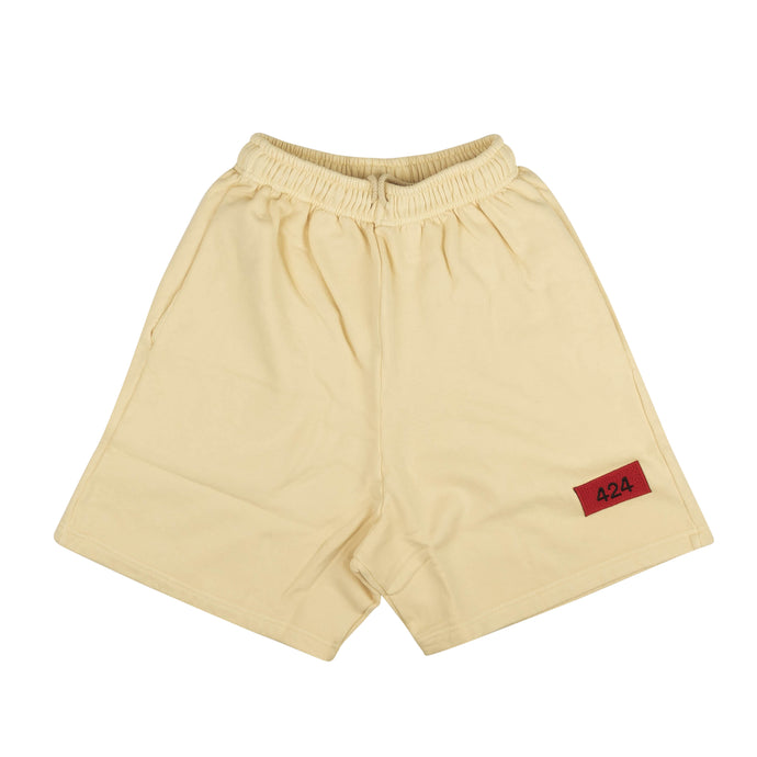 424 On Fairfax Logo Patch Sweat Shorts - Cream