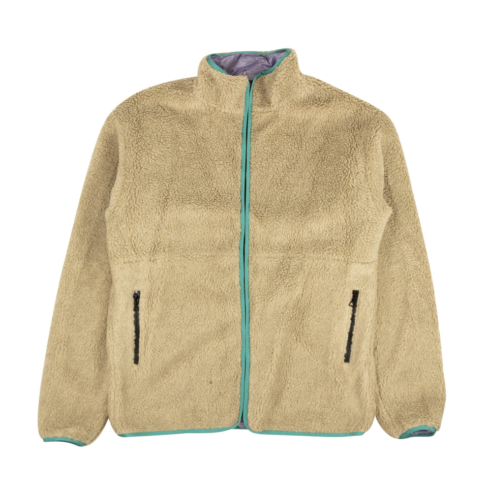 Tan Abstract Reversible Polar Fleece Jacket