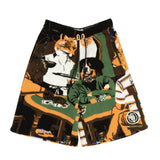 Multicolor Eln Dog Poker Fleece Shorts