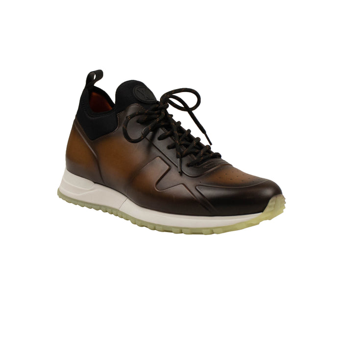 Brown Dyed Leather Derby Lace Up Sneakers