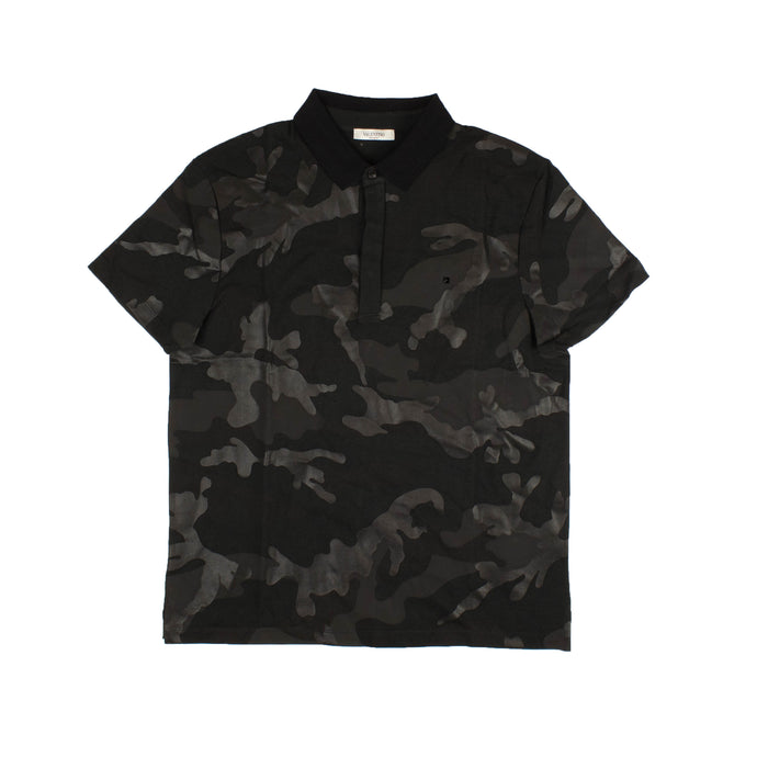 Men's Black Camo Polo Short Sleeve Shirt