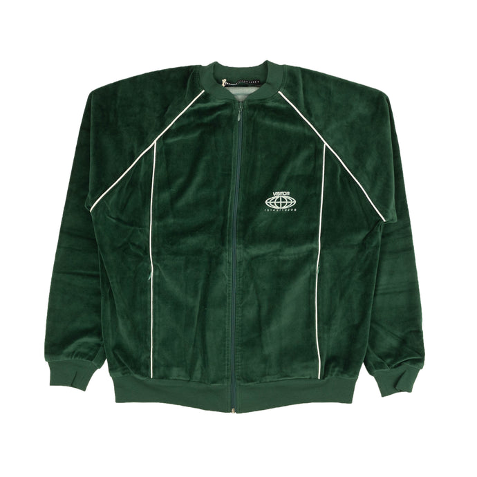 Green Velour Logo Zip-Up Sweatshirt