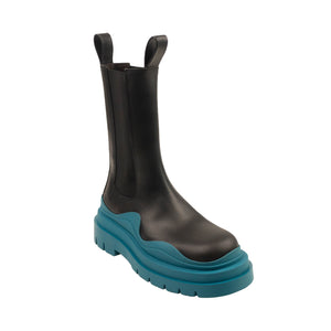 Black And Blaster Blue Tire Leather Boots