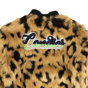 Brown Leopard Faux Fur Multi Graphic Jacket