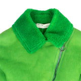 Green Cropped Shearling Jacket