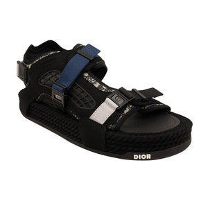 Black Oblique Jacquard Atlas Sandals