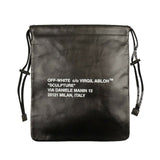 Black Leather Drawstring Bag