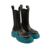 Black And Blaster Blue Tire Leather Boots
