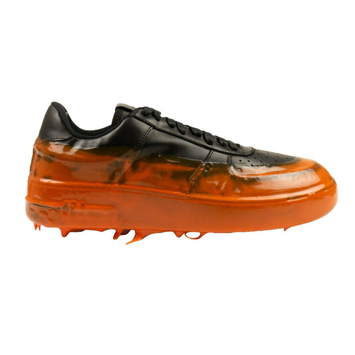 Black And Orange Wax Drip Low Top Sneakers