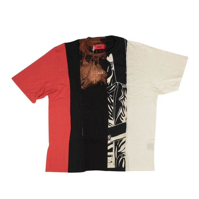 Black And Multi Reworked Short Sleeve T-Shirt