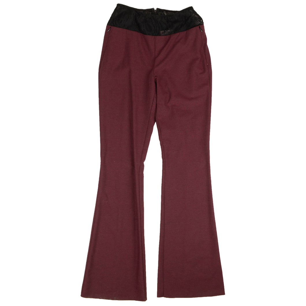 Burgundy And Black Lace Flare Pants