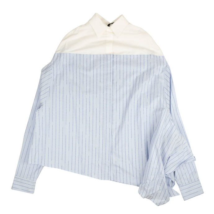 Unravel Project Assymetric Shirt Dress - Blue/White