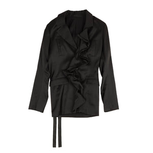 Black Ruffle Suit Jacket Blazer