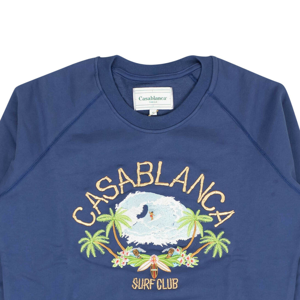 Navy Surf Club Embroidered Crewneck Sweatshirt