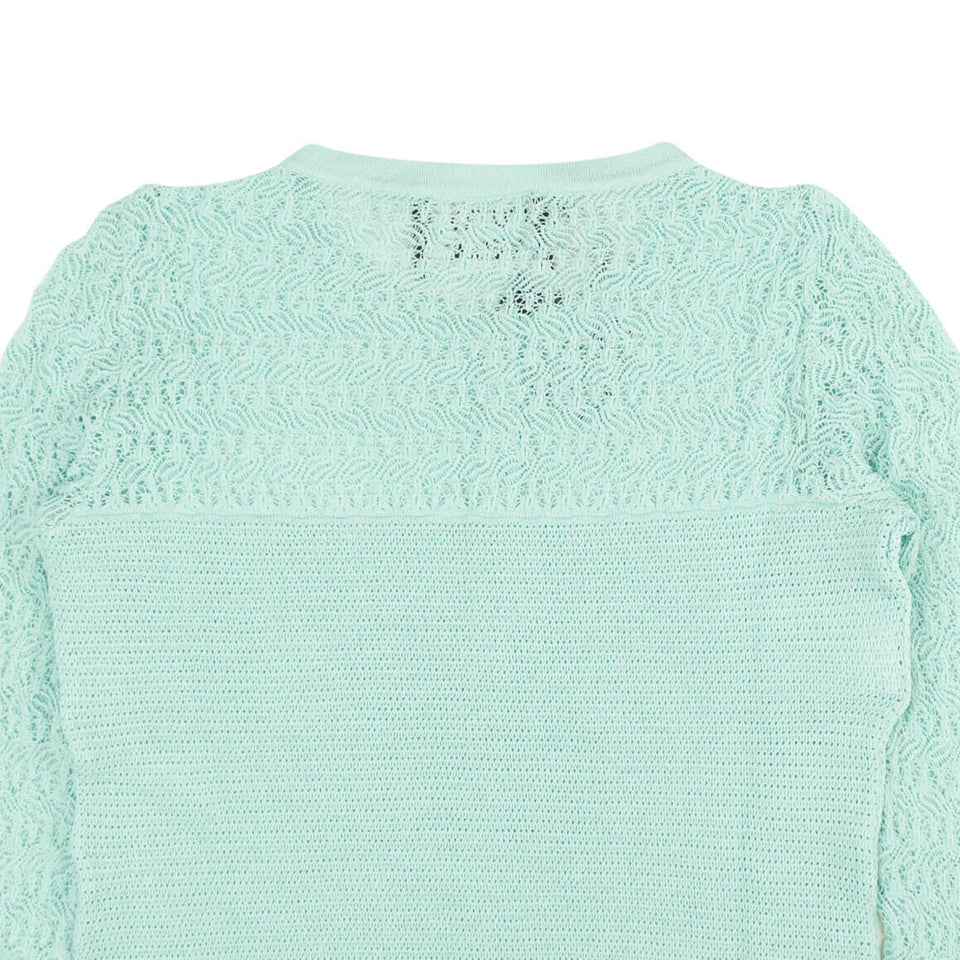 Turquoise Knit Pointelle Cardigan