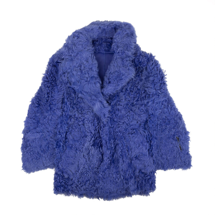 Blue Shearling Fur Coat