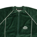 Green Velour Logo Zip-Up Sweatshirt