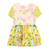 Multi Floral Fruit Spring Silk Mini Dress