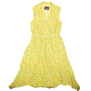Yellow Lemon Silk Wrap Assymetrical Dress