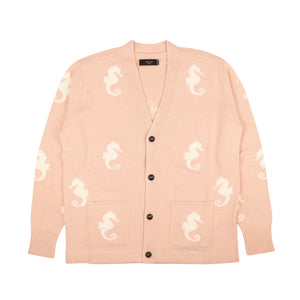 Pink Seahorse Jacquard Cardigan Sweater