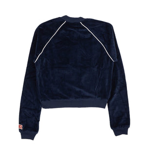Blue Velour Zip-Up Sweatshirt