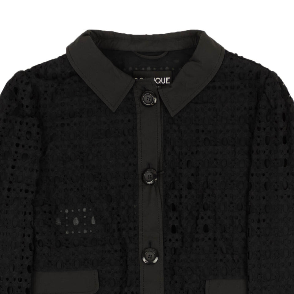 Black Lace Buttoned Evening Jacket