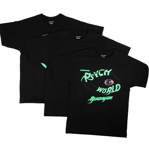 95-PSY-1077/S Readymade_Pack_T-Shirts Black PSYCHWORLD Readymade 3 Pack T-Shirts