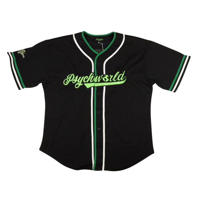 95-PSY-1079/S Baseball_Shirt_Black/Green Black/Green PSYCHWORLD Baseball Shirt