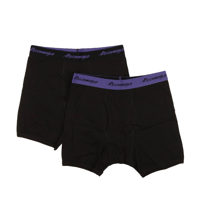 95-PSY-1034/XS Boxer_Shorts_Black/Purple Black/Purple PSYCHWORLD Logo Band Boxer Shorts 2 Pack
