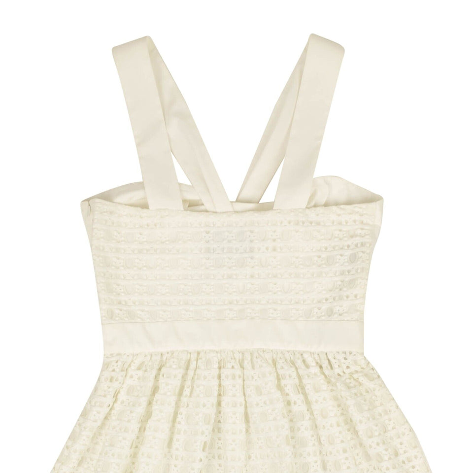 White Sweetheart Lace V-Strap Dress