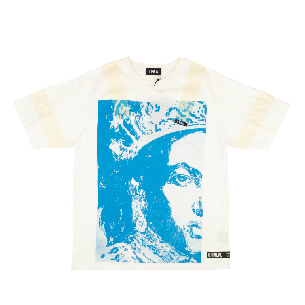 White And Blue Zuek King Graphic Short Sleeve T-Shirt
