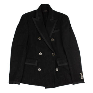 Black Boucle Double-Breasted Coat