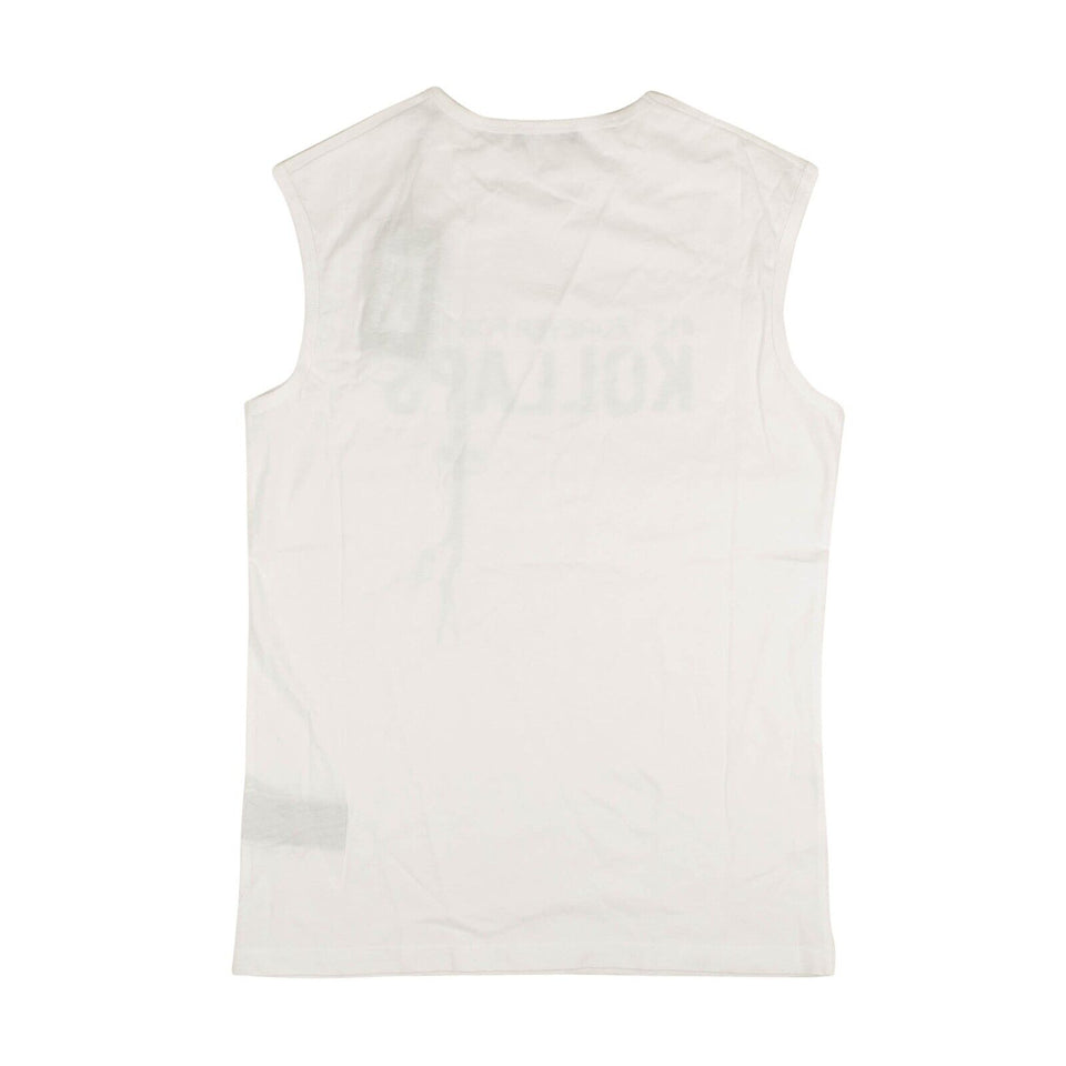White Sleeveless Slim-Fit Kollaps Print Tank Top
