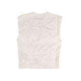 White Crewneck Sleeveless Sweatshirt Vest