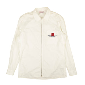 White Zip-Up Long Sleeve Shirt