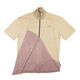 Men's Beige And Purple Brown Rubber Half Zip Shirt