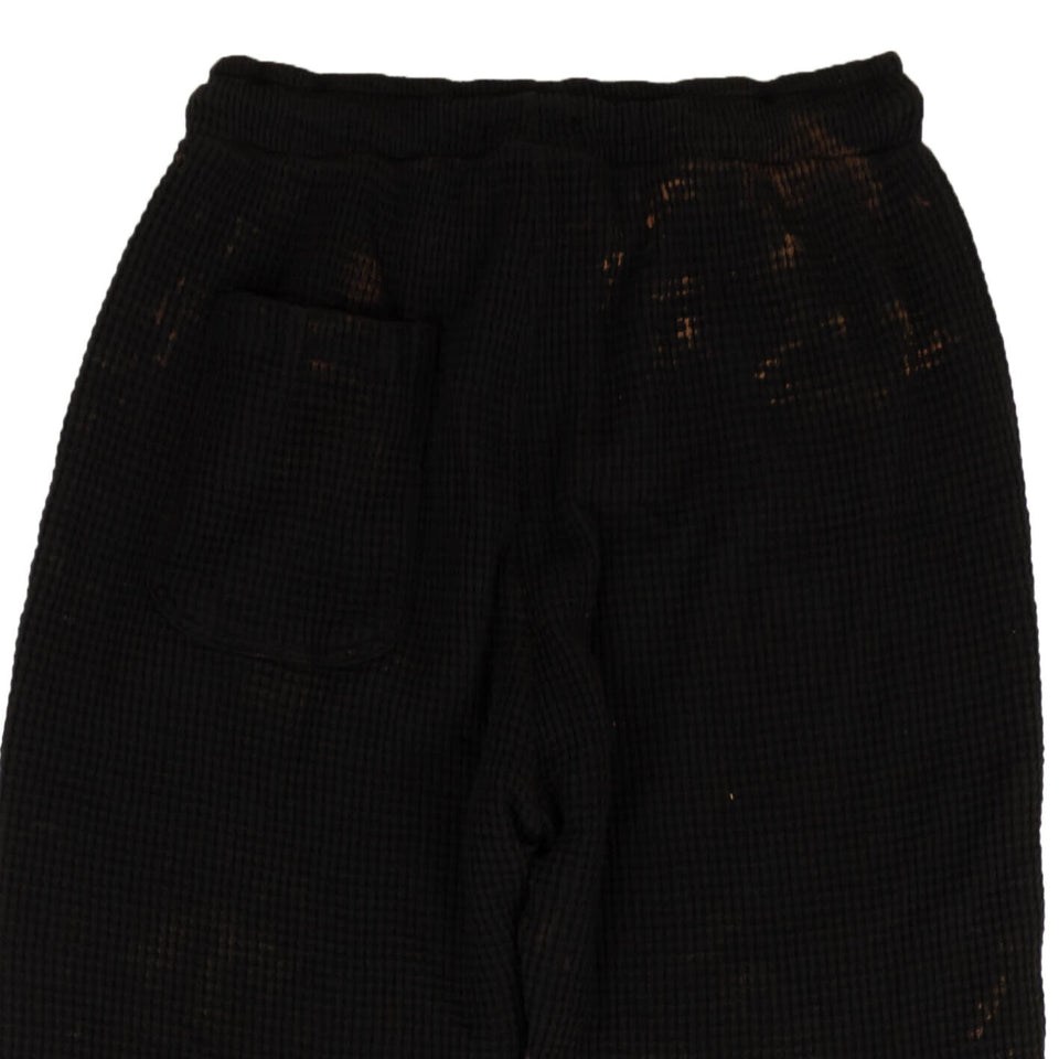 Black Waffle Knit Double Layer Sweatpants