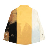 424 On Fairfax Oversized Color Block Denim Shirt - Yellow/Brown